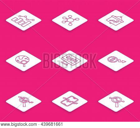 Set Line Financial Growth, Project Team Base, Board With Graph, Search Globe, Stocks Market Graphs, 