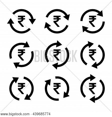 Set Of Rupee Money Icon, Collection Of Indian Business Sign, Market Economy Vector Illustration .