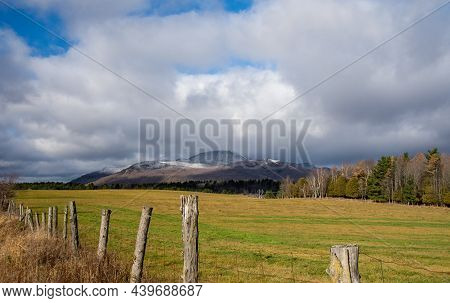 Nice View Of Mount Orford In Quebec, Canada, After The First Frost In The Mountains