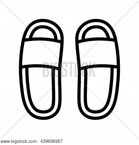 Home Shoes Flat Line Icon. Comfortable House Slipper. Mens And Womens Footwear, Children Slippers In