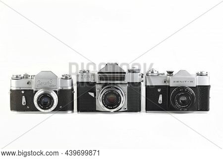 Moscow, Russia, November 14, 2021. Very Rare Old Soviet 35 Mm Slr Camera Zenit-4, Released 1967, Zen