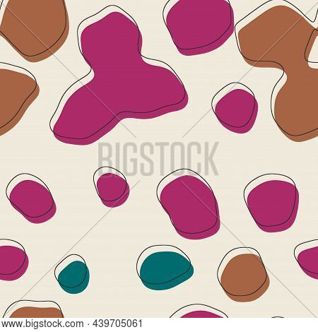 Seamless Abstract Organic Blog Shapes In Various Colors With Offset Outline Surface Pattern Design F