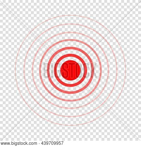 Pain Point Icon. Red Hurt Symbol. Concentric Ache Localization Sign Isolated On Transparent Backgrou