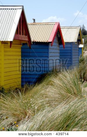 Farverige strand huse