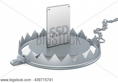 Bear Trap With Solid State Drive Ssd, 3d Rendering Isolated On White Background