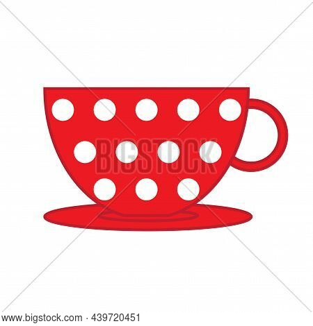 Red Mug With Dot. Cafe Logo. Aroma Drink. Kitchen Element. Home Design. Interior Art. Vector Illustr
