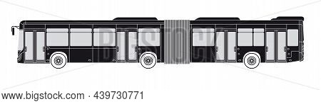 Side View Of An Articulated City Bus With Four Doors, Silhouette