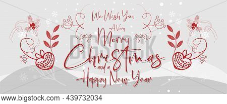 We Wish You A Verry Merry Christmas And A Happy New Year - Festive Holiday Card Design With Winter L