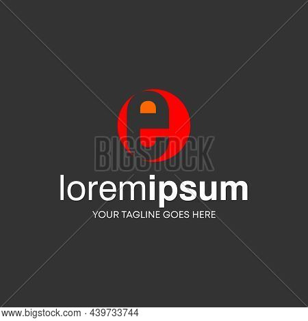 Letter E In Circle Free Vector Stock. Negative Space Abstract Design Concept. Can Be Used As A Symbo