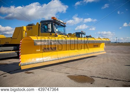 Kyiv, Ukraine - October 29, 2019: Boschung Jetbroom 9600 Snow Removal. Multifunctional Dump Truck Cl