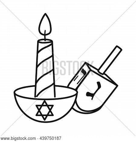 Vector Design Of Candle And Dreidel Symbol. Graphic Of Candle And Star Stock Vector Illustration.