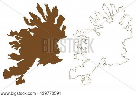 Senja Island (kingdom Of Norway) Map Vector Illustration, Scribble Sketch Sazza Map