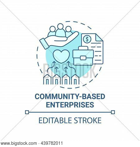 Community Based Enterprises Blue Concept Icon. Social Entrepreneurship Abstract Idea Thin Line Illus