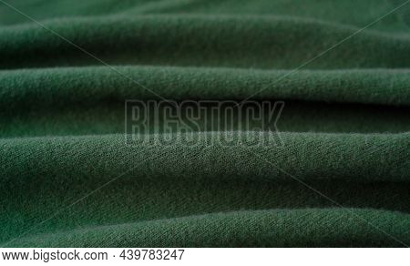 Dark Green Woolen Natural Texture, Knitted Textile Background