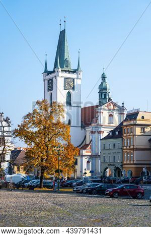 Litomerice, Czech Republic - October 28, 2021: Peace Square, Czech: Mirove Namesti, In Litomerice On
