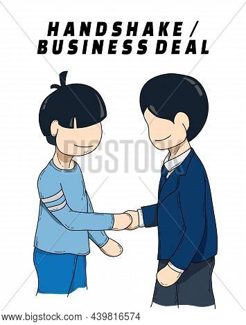 A Handshake Of A Business Deal. A New Worker Is Accepting The Job From The Employer.