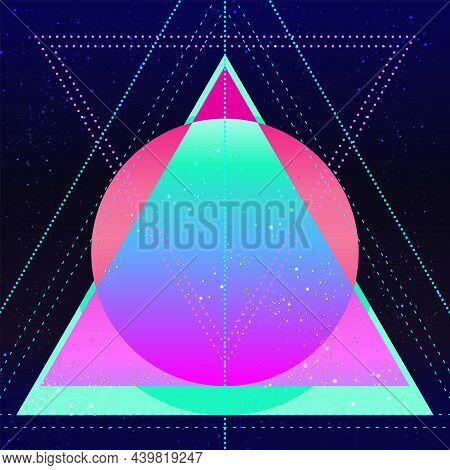 Retro Futurism. Vintage 80s Or 90s Geometric Style Abstract Background. Good Design For Textile T-sh