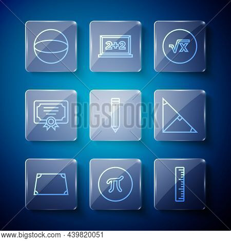 Set Line Acute Trapezoid Shape, Pi Symbol, Ruler, Square Root Of X Glyph, Pencil, Certificate Templa