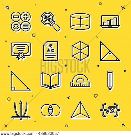 Set Line Square Root Of X Glyph, Pencil, Angle Bisector Triangle, Geometric Figure Cylinder, Functio