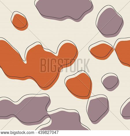 Seamless Abstract Organic Blog Shapes In Various Colors With Offset Outline Surface Pattern Design F