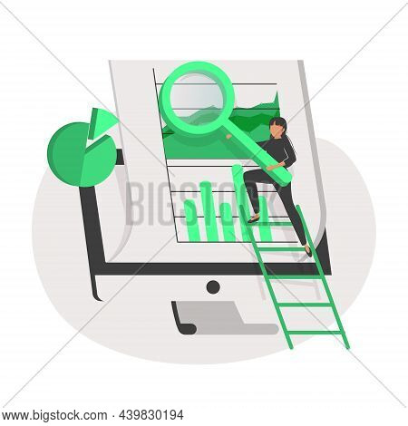 Data Scientist, Researcher Or Analyst Looking At Computer With Diagram On Screen. Concept Of Statist