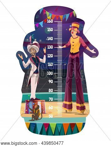 Kids Height Chart, Growth Measure Meter Circus Performers. Shapito Cartoon Big Top Tent Arena With A