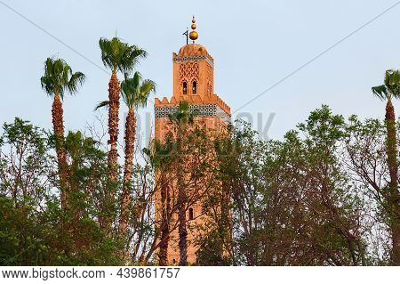 Koutoubia Mosque In The Medina Quarter Of Marrakesh, Morocco. It Is Largest Mosque In Town And Locat