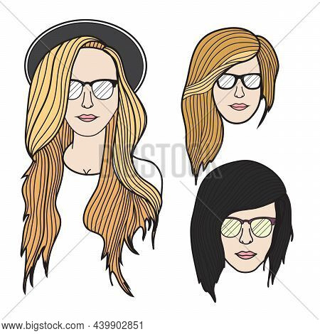 Three Illustration Of Young Hip Good Looking Women