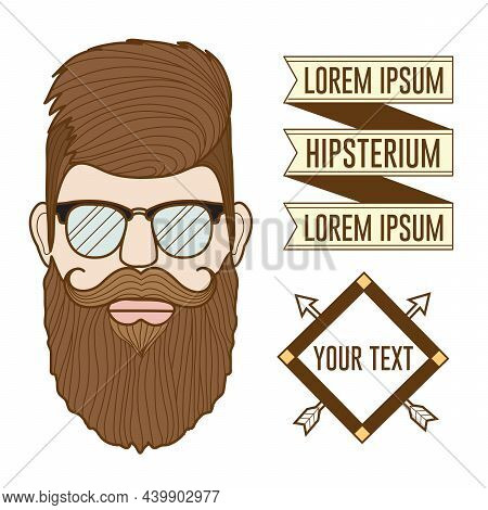 Vector Hipster Man Badges And Profile Illustration Set