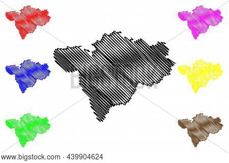 Barmer District (rajasthan State, Republic Of India) Map Vector Illustration, Scribble Sketch Barmer