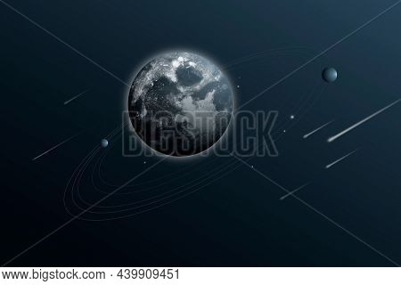 Solar system universe background with earth in aesthetic style