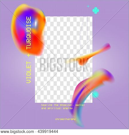 Chromotherapy Banner. Healing Physical Mental And Spiritual Energy. Violet Turquoise Social Media Po
