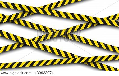 Yellow And Black Danger Cross Lines Ribbons.
