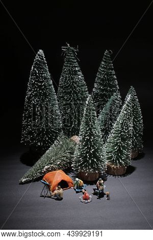 Mini Camping Concept.  Fun Mini Figure Camp And Picnic