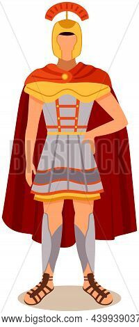 Roman Legionary On White Background Vector Illustration. Legionnaire Warrior Soldier Greek Roman Ret