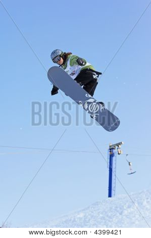 fliegen Frau Snowboard extreme