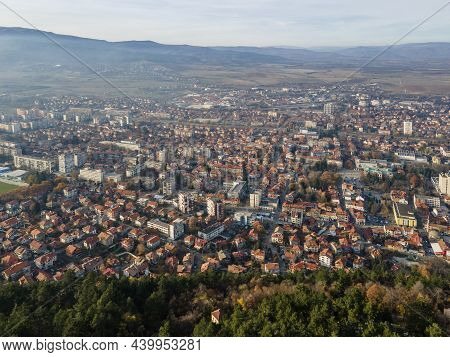 Amazing Aerial Sunset View Of Town Of Kyustendil, Bulgaria