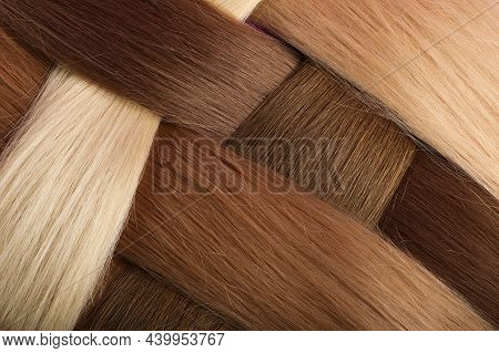 Top View Of The Natural Hairs Sections For Hair Extention.background With Copy Space.