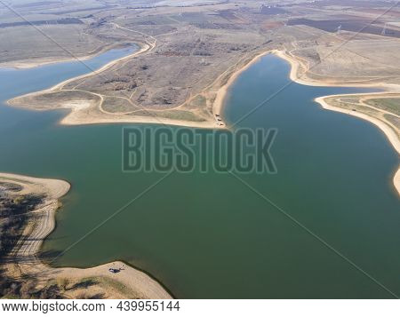 Amazing Aerial View Of Drenov Dol Reservoir, Kyustendil Region, Bulgaria