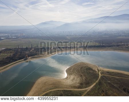 Amazing Aerial View Of Drenov Dol Reservoir, Kyustendil Region, Bulgaria