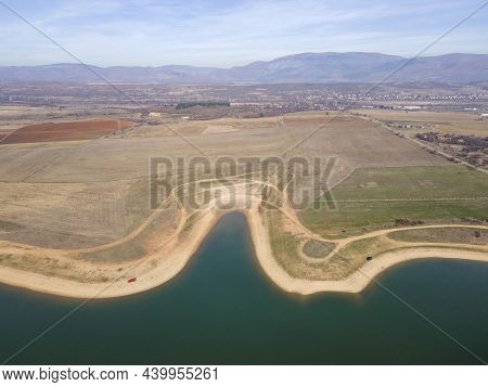 Amazing Aerial View Of Drenov Dol Reservoir, Kyustendil Region, Bulgaria