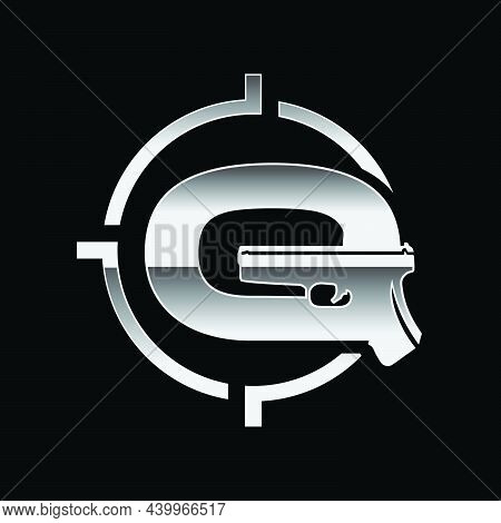 A Vector Illustration Logo With Initial Letter Q For Gun Tactical Logo Company Brad With Silver Colo