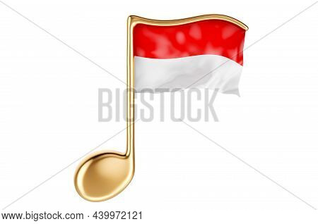 Musical Note With Indonesian, Monacan Flag. Music In Indonesia, Monaco, Principality Of Monaco, Conc