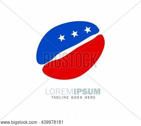 A Vector Illustration Logo Of Coffee Bean And Star Logo Sign In Ble And Red Color Combo