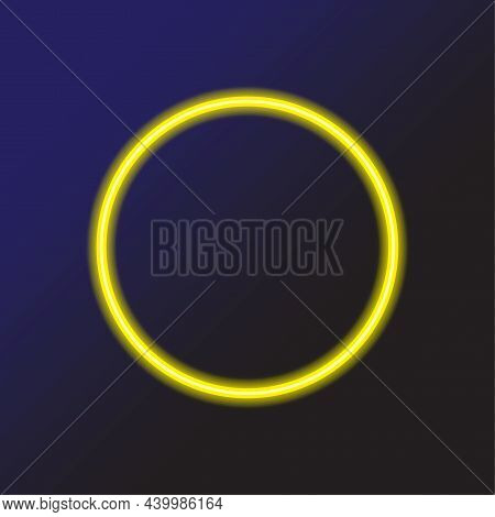Yellow Neon Ring Icon. Shine Effect. Abstract Design Element. Hand Art. Circle Frame. Vector Illustr