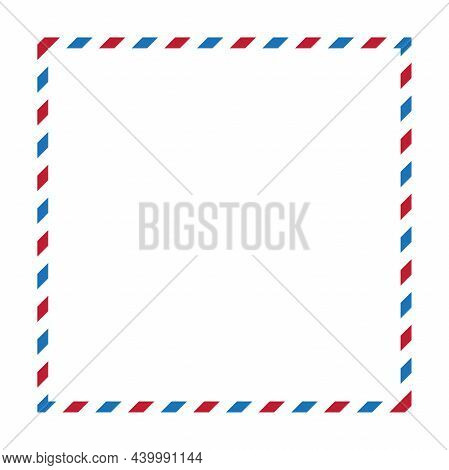 Postel Frame Blue And Red Color On White Background Square Border. Vector Illustration