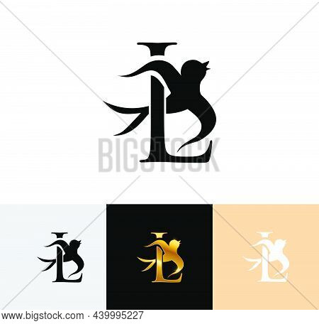 A Vector Illustration Of Swallow Bird Initial Letter L