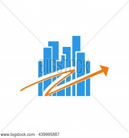 A Vector Illustration Of Silhouette Skyline Building With Z Arrow
