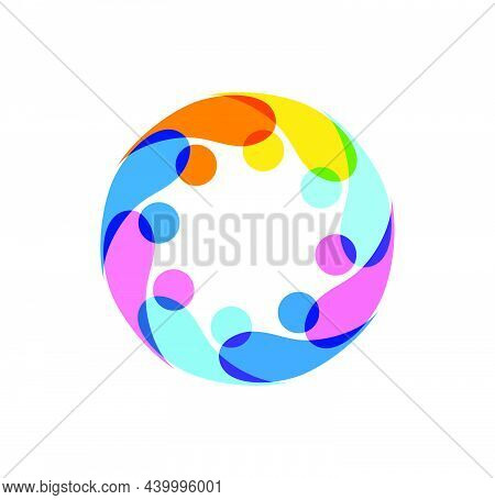 A Vector Illustration Of Simple Multicolor Rotation People Sign