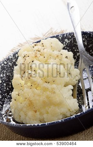 Grilled Cauliflower With Pepper In A Pan